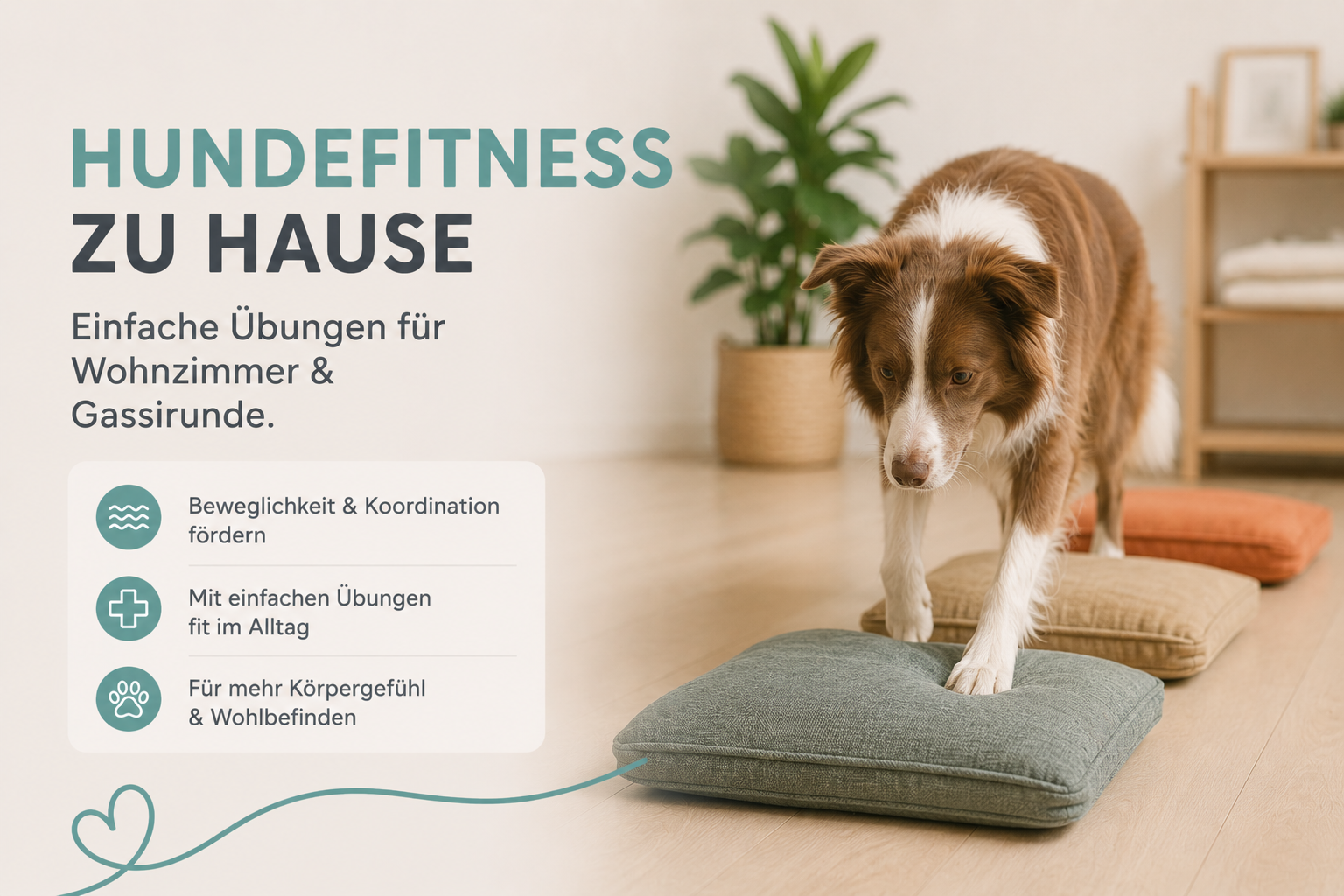 Hundefitness zu Hause: einfache Übungen für Wohnzimmer & Gassirunde