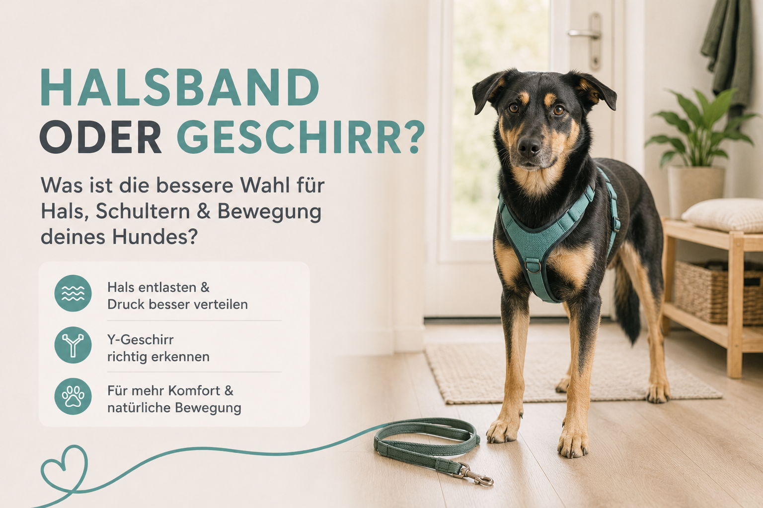 Halsband oder Geschirr beim Hund? Tipps der Hundephysiotherapie