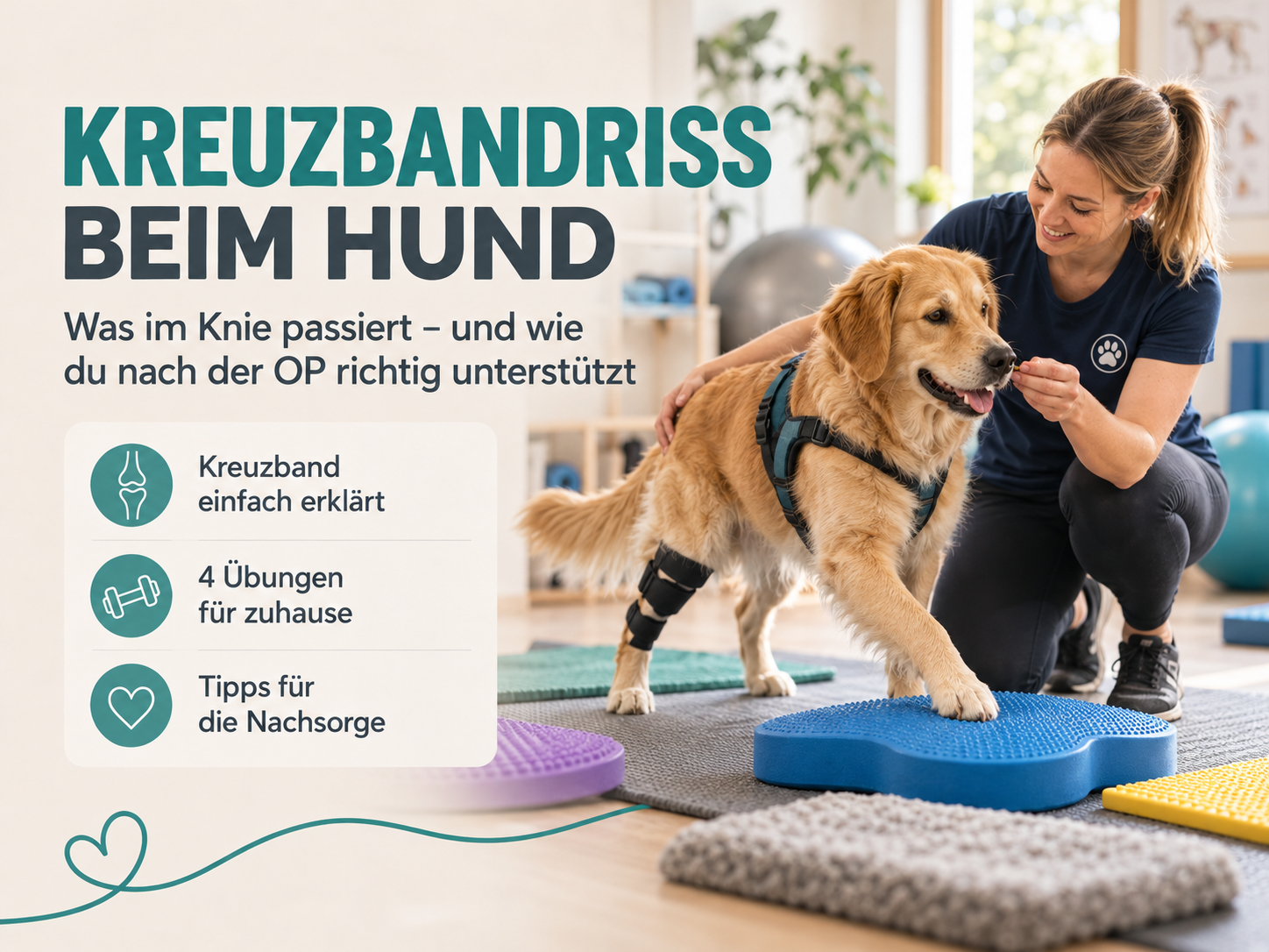 Kreuzbandriss beim Hund: Übungen & Nachsorge nach der OP